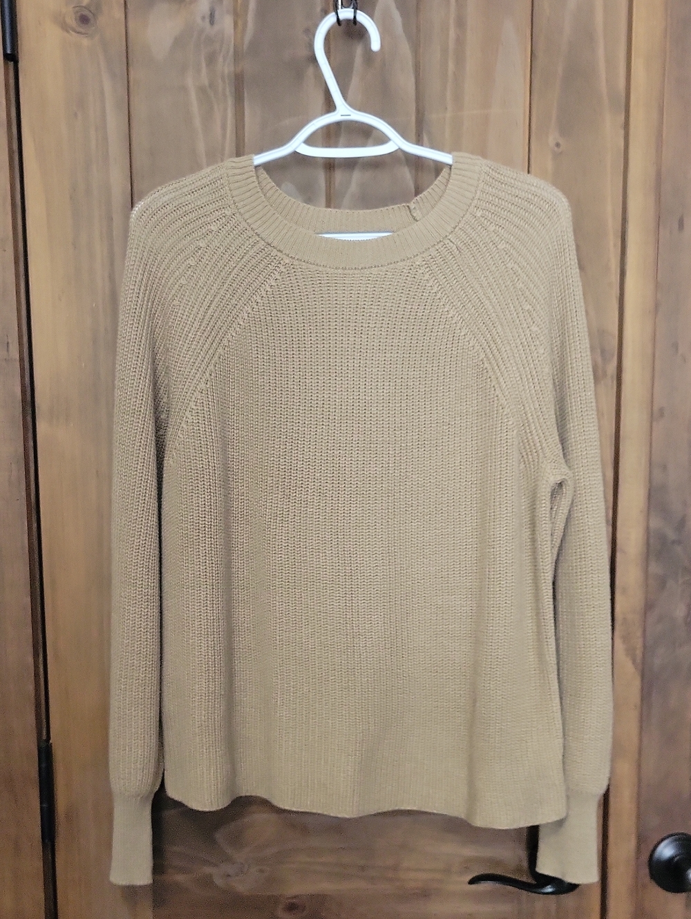 Womens Crewneck Knit Sweater in Camel